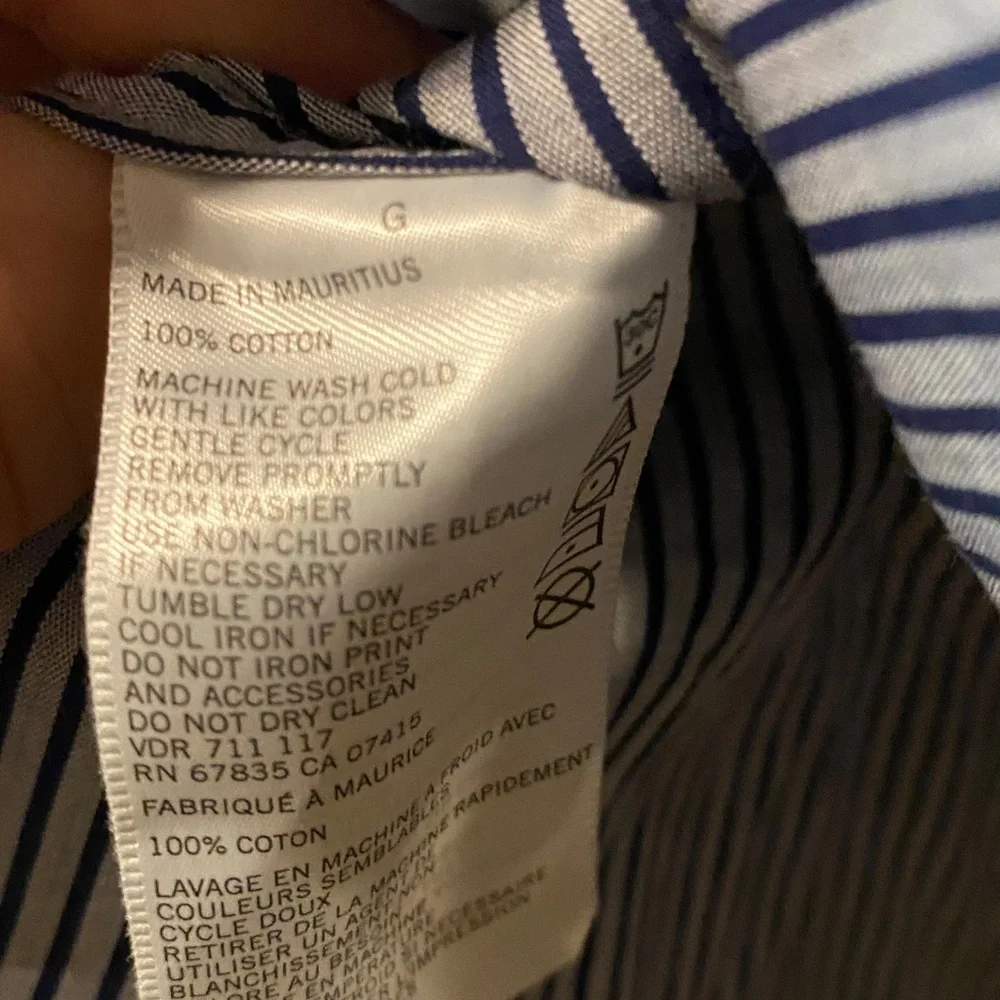 Nautica Men’s Slim Fit Button Down Blue Gray Striped Long Sleeve Size L Cotton - Picture 8 of 8